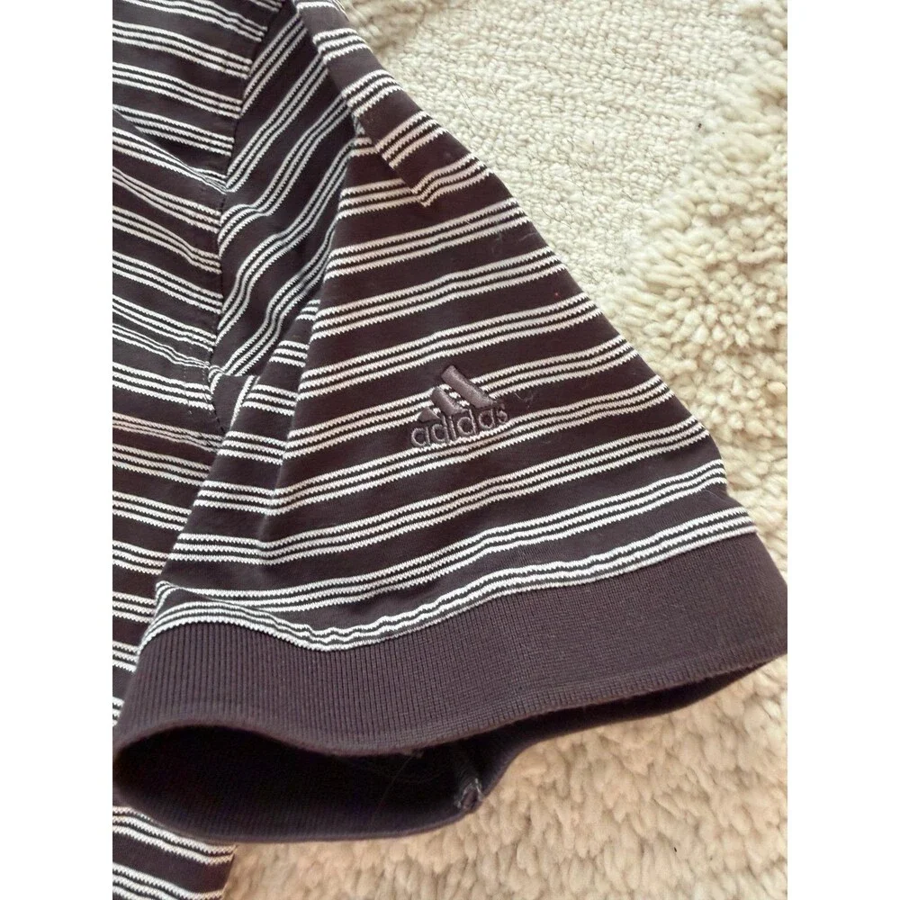 Adidas Mercerized Cotton Polo Shirt Men’s M Medium Brown White Striped Golf